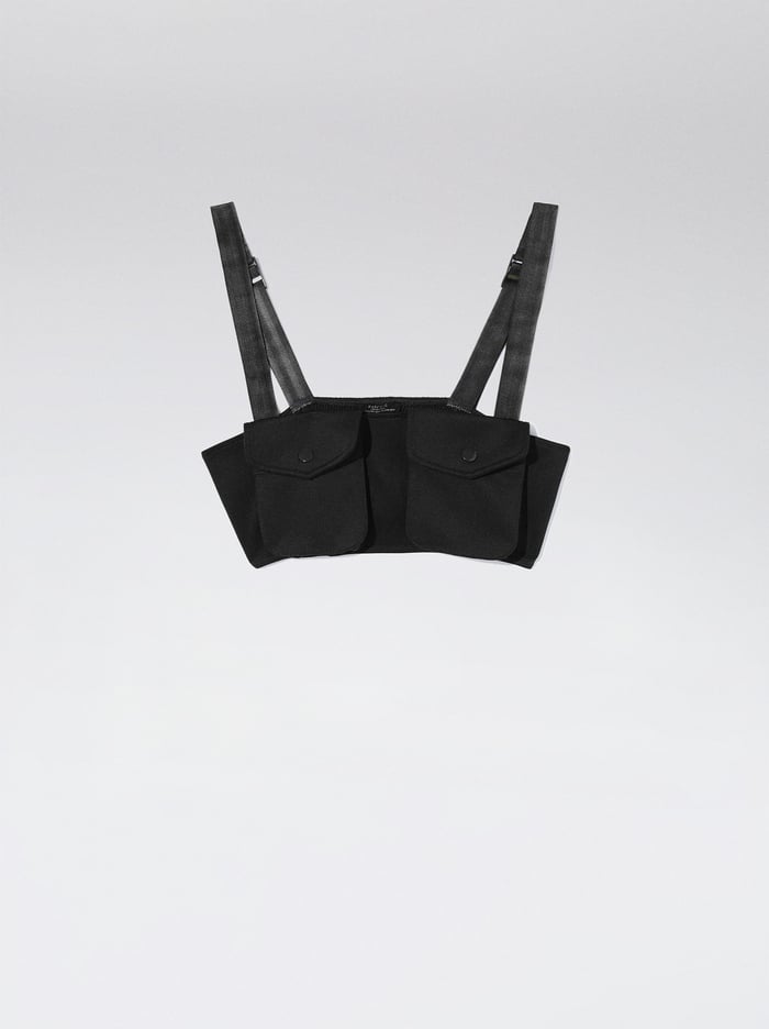 Parfois Online Exclusive - Crop With Pockets Topy Damske Čierne | Slovensko-JKPU81629