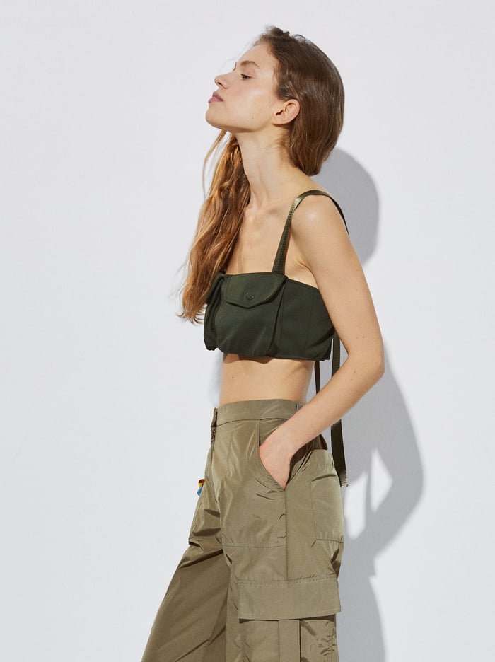 Parfois Online Exclusive - Crop With Pockets Topy Damske Hnedožltý | Slovensko-JUCT40329