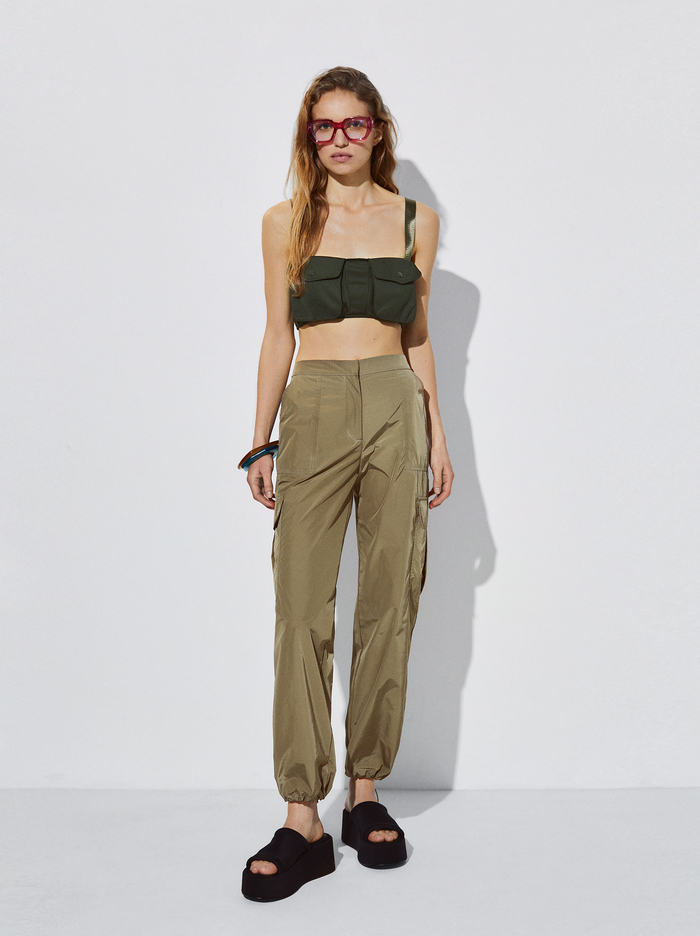 Parfois Online Exclusive - Crop With Pockets Topy Damske Hnedožltý | Slovensko-JUCT40329