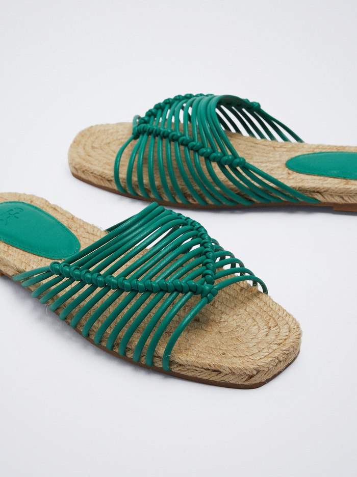 Parfois Online Exclusive - Cross Straps Jute Sandále Damske Zelene | Slovensko-UKJD43879