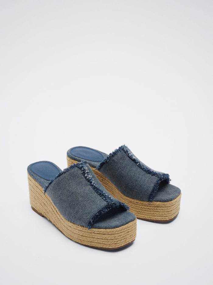 Parfois Online Exclusive - Denim Wedge Sandále Damske Modre | Slovensko-VXED58364