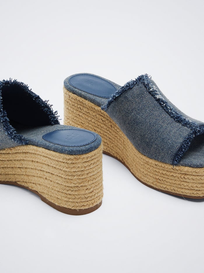 Parfois Online Exclusive - Denim Wedge Sandále Damske Modre | Slovensko-VXED58364