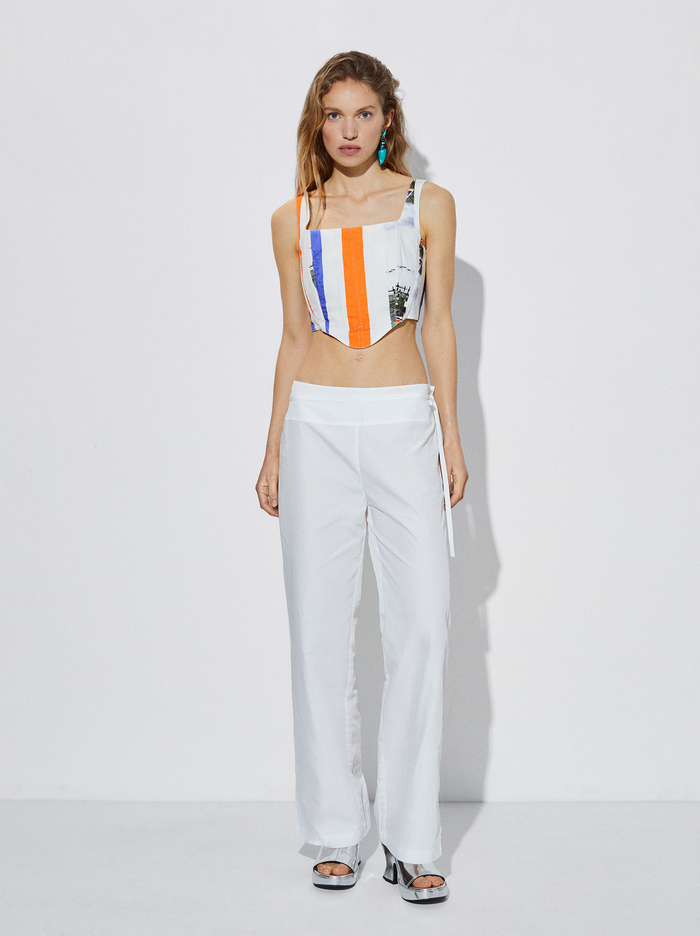 Parfois Online Exclusive - Flare Nylon Nohavice Damske Biele | Slovensko-ROBM64397
