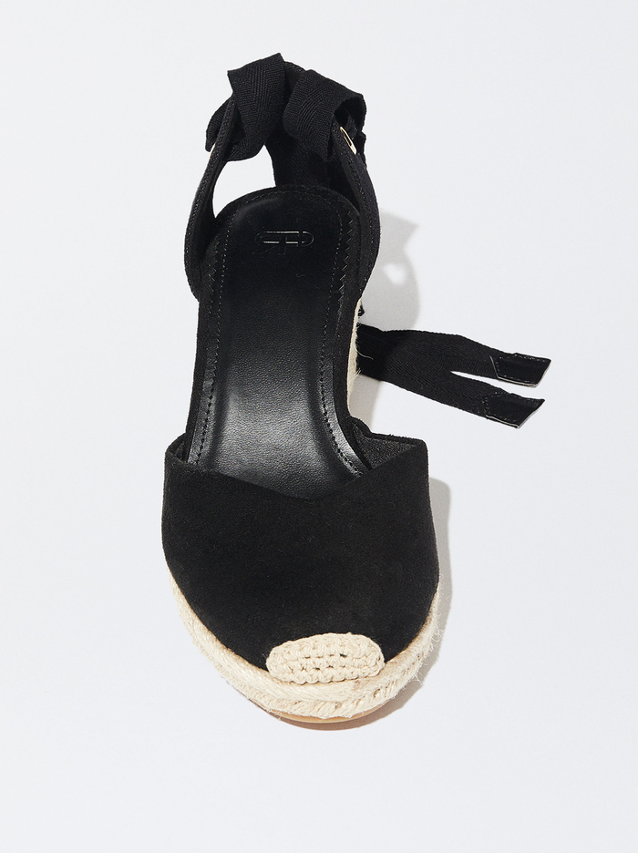 Parfois Online Exclusive - Jute Wedge Sandále Damske Čierne | Slovensko-IFYW04578