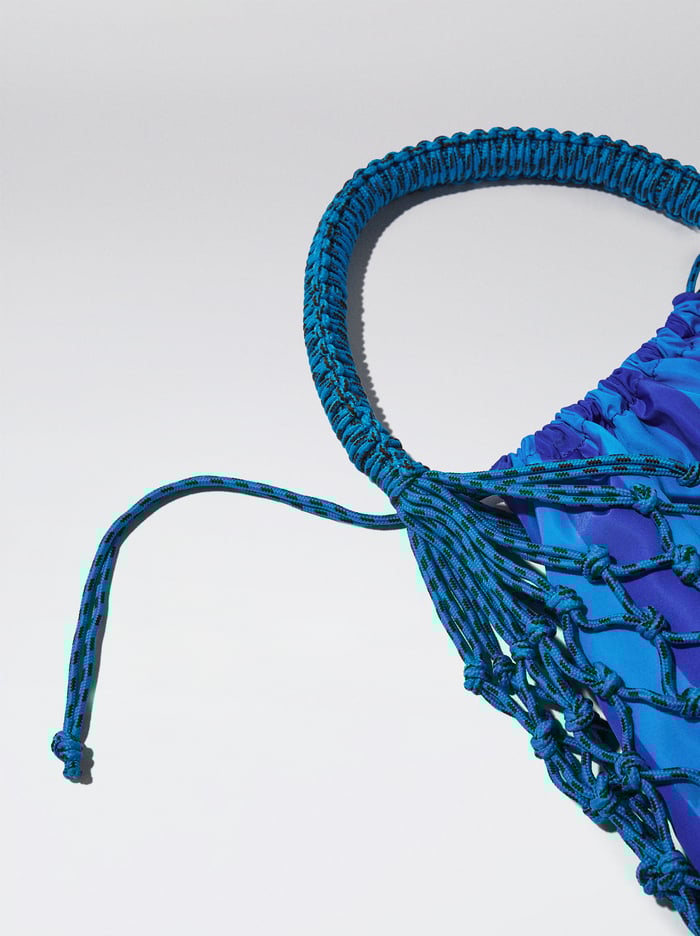 Parfois Online Exclusive - Knotted Cord With Stripes Taška Cez Rameno Damske Modre | Slovensko-OIGX68531