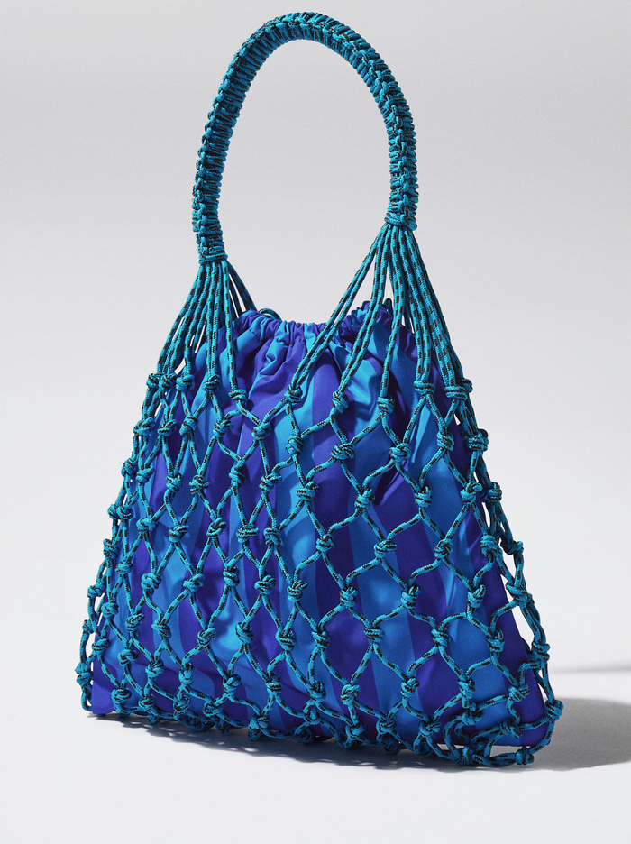 Parfois Online Exclusive - Knotted Cord With Stripes Taška Cez Rameno Damske Modre | Slovensko-OIGX68531