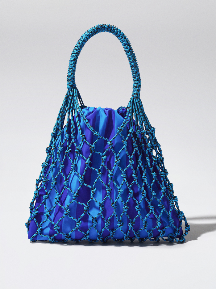 Parfois Online Exclusive - Knotted Cord With Stripes Taška Cez Rameno Damske Modre | Slovensko-OIGX68531
