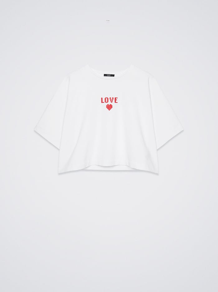 Parfois Online Exclusive - Love Cropped T-Shirts Damske Biele | Slovensko-YDGO20176
