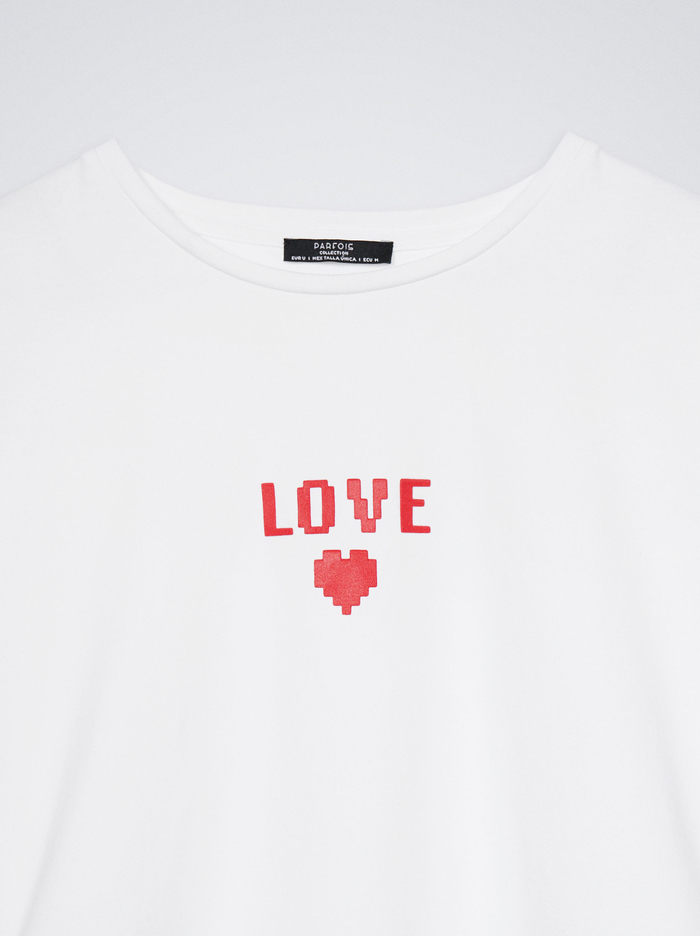 Parfois Online Exclusive - Love Cropped T-Shirts Damske Biele | Slovensko-YDGO20176