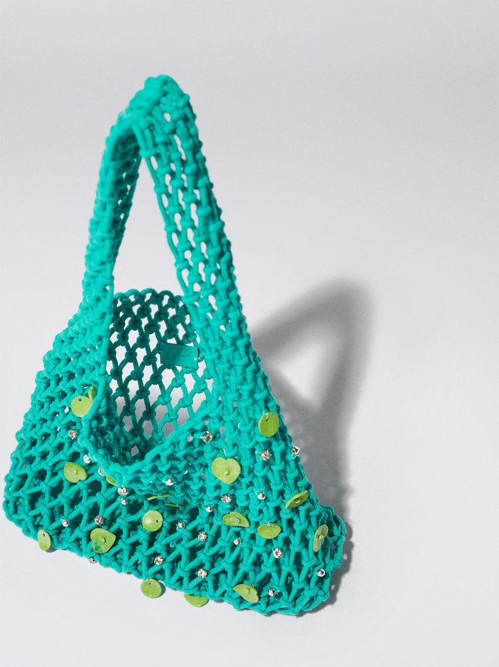 Parfois Online Exclusive - Mesh With Shells And Strass Kabelky Damske Tyrkysové | Slovensko-QFWK75416