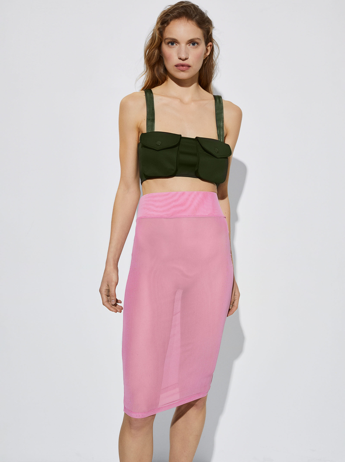Parfois Online Exclusive - Midi With Elastic Waistband Sukne Damske Ruzove | Slovensko-CDEW63152
