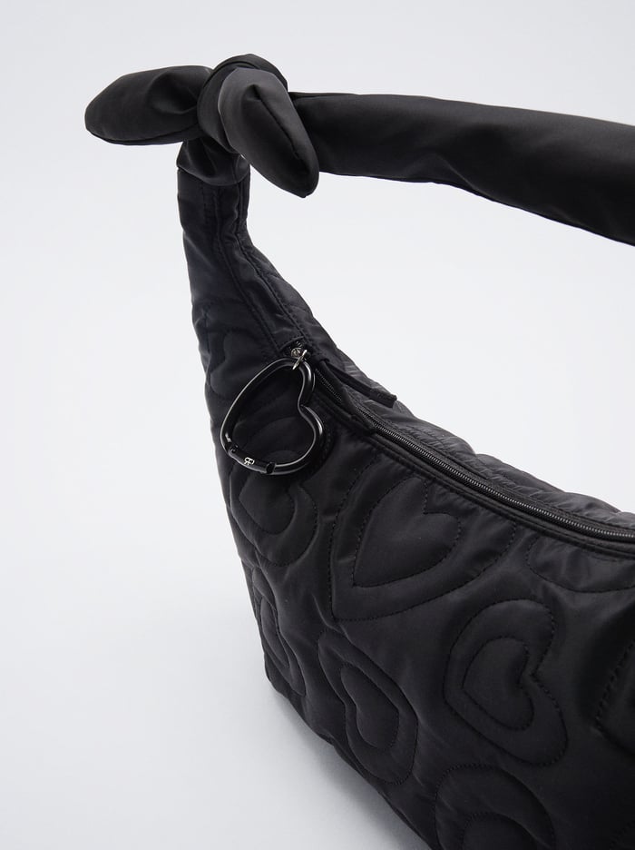 Parfois Online Exclusive - Nylon Heart Taška Cez Rameno Damske Čierne | Slovensko-BPSH24158