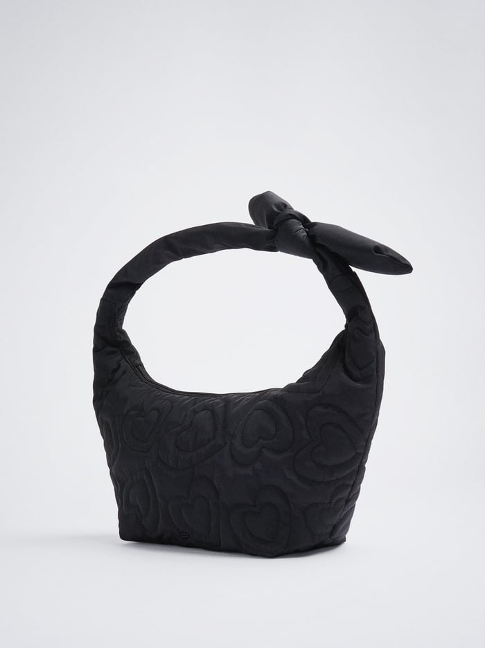 Parfois Online Exclusive - Nylon Heart Taška Cez Rameno Damske Čierne | Slovensko-BPSH24158
