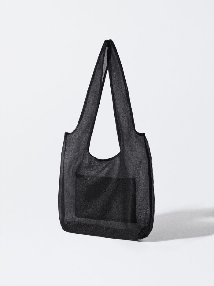 Parfois Online Exclusive - Organza Taška Cez Rameno Damske Čierne | Slovensko-LPOB72598