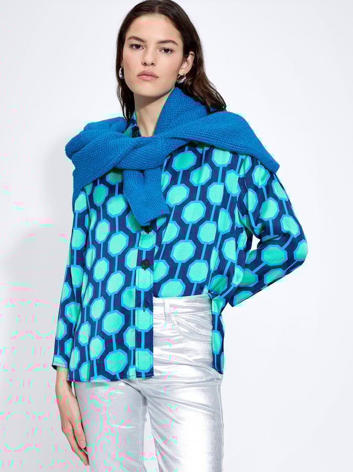 Parfois Online Exclusive - Satin Printed Kosele Damske Modre | Slovensko-NWSK60435