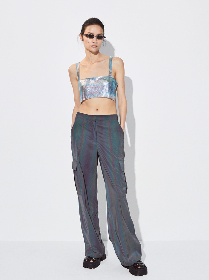 Parfois Online Exclusive - Shiny Cropped Topy Damske Viacfarebný | Slovensko-WUZD32078