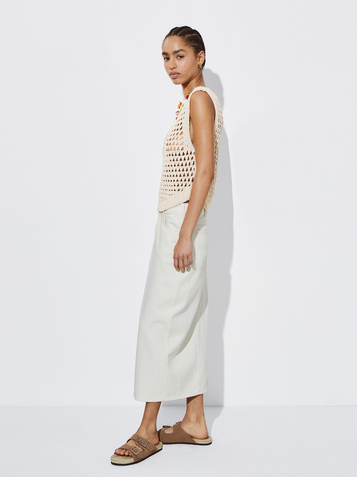 Parfois Open Knit With Appliqués Topy Damske Béžové | Slovensko-MPKA70164