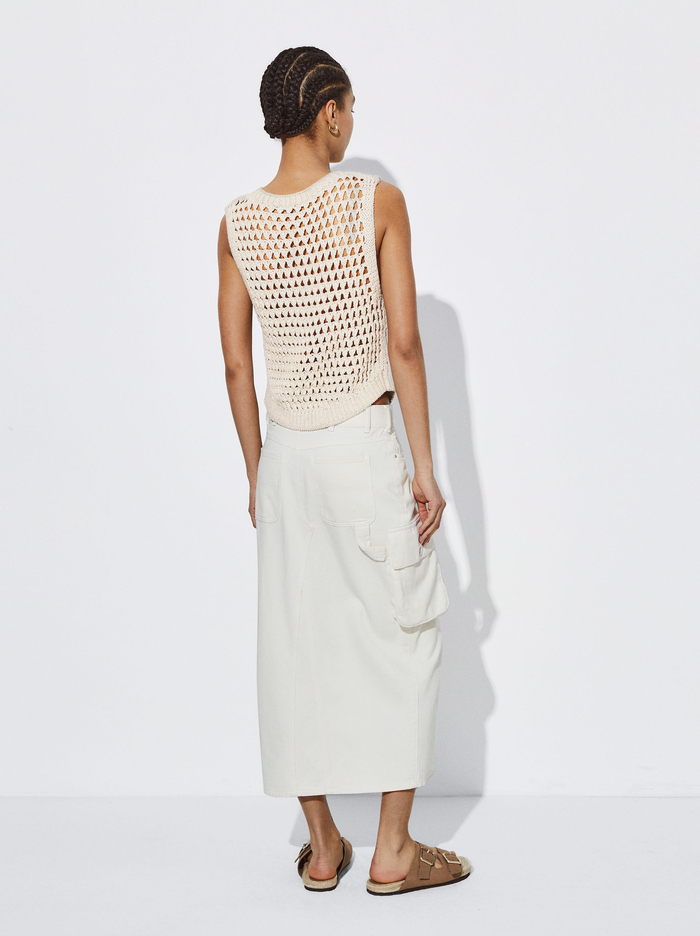 Parfois Open Knit With Appliqués Topy Damske Béžové | Slovensko-MPKA70164