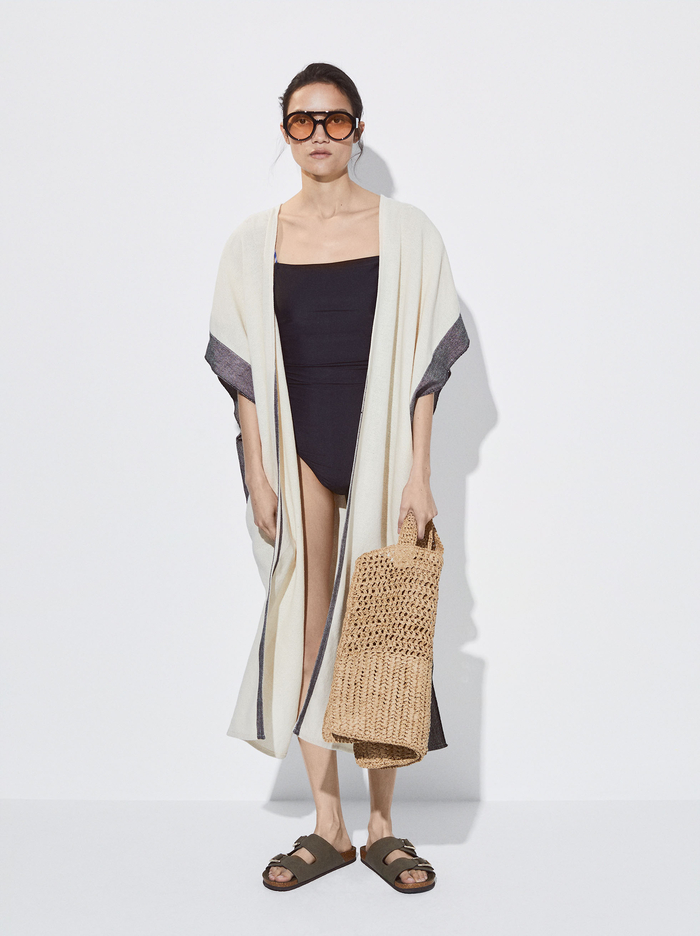 Parfois Open Structured Kaftan Pončá Damske Biele | Slovensko-VWPY45063