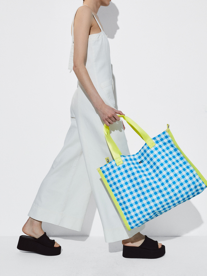 Parfois Personalised Gingham Prenosná Taška Damske Modre | Slovensko-OQIU53804