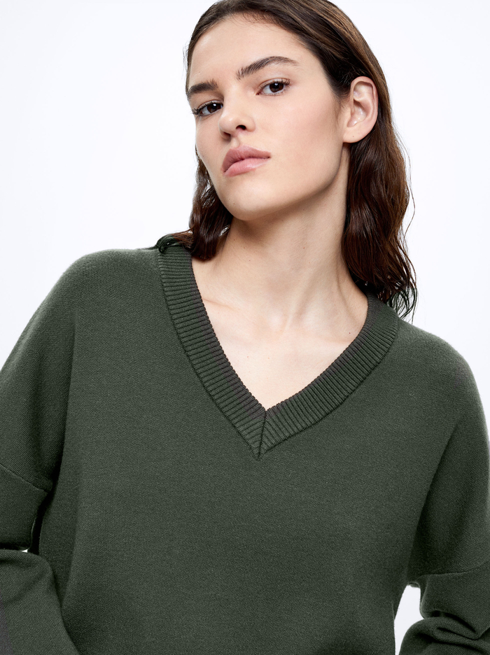 Parfois Pletené V-Neck Sweater Damske Zelene | Slovensko-PLKH02781