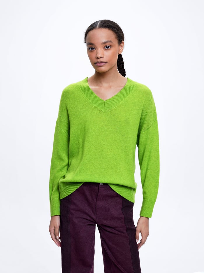 Parfois Pletené V-Neck Sweater Damske Zelene | Slovensko-WIAQ06452