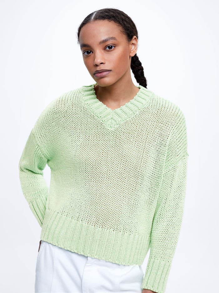 Parfois Pletené V-Neck Sweater Damske Zelene | Slovensko-XBYF13506