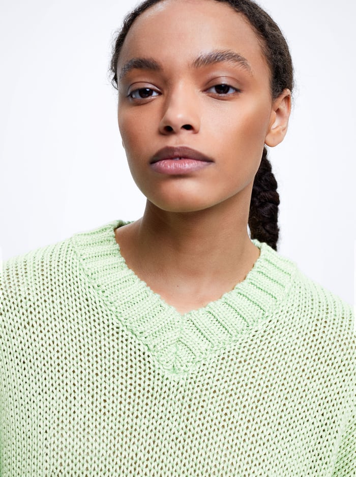 Parfois Pletené V-Neck Sweater Damske Zelene | Slovensko-XBYF13506
