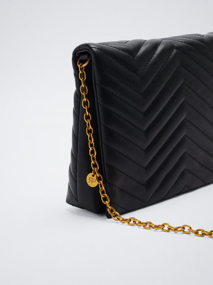 Parfois Prešívané With Chain Crossbody Kabelka Damske Čierne | Slovensko-ATFM94763