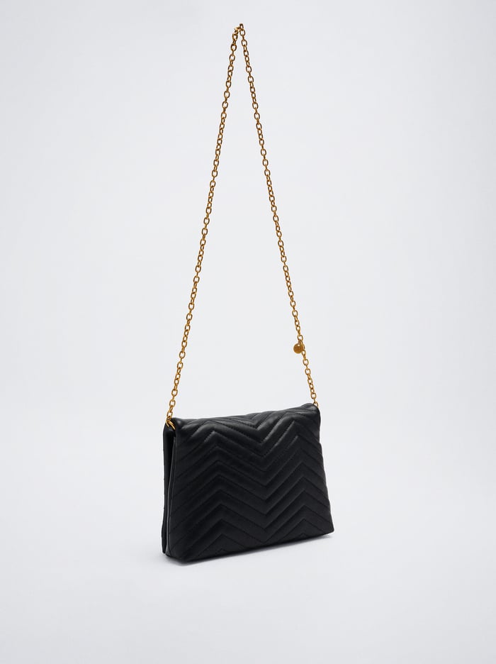 Parfois Prešívané With Chain Crossbody Kabelka Damske Čierne | Slovensko-ATFM94763