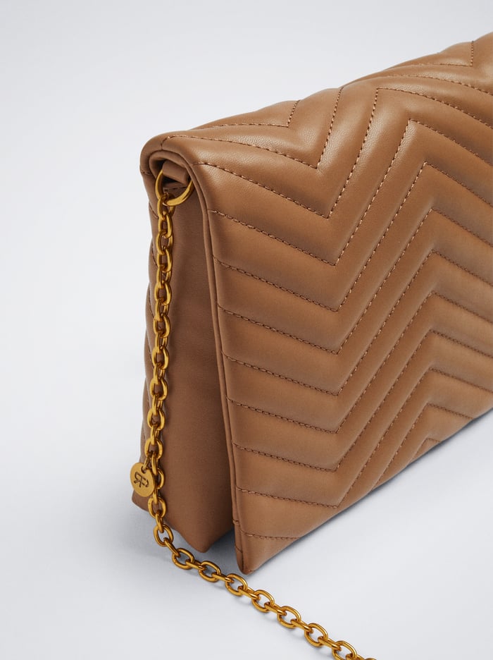 Parfois Prešívané With Chain Crossbody Kabelka Damske Hnede | Slovensko-ICKA03179