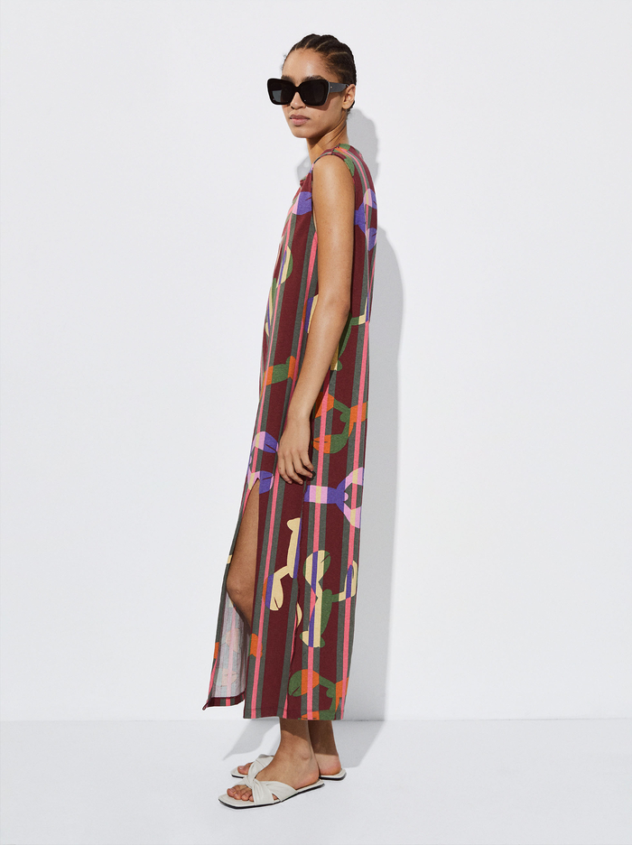 Parfois Printed Midi Saty Damske Bordove | Slovensko-LOUE12890