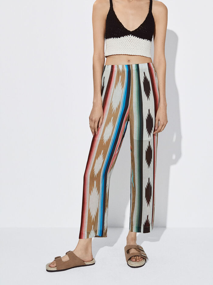 Parfois Printed With Elastic Waistband Nohavice Damske Viacfarebný | Slovensko-OTXW76045