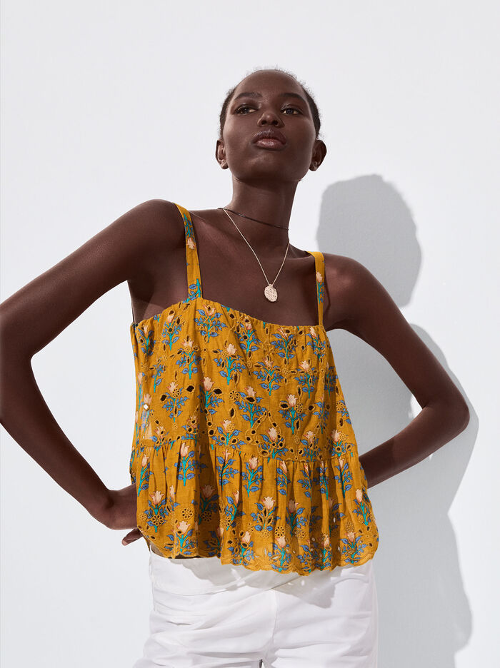 Parfois Printed With Embroidery Topy Damske Žlté | Slovensko-IGDF16983