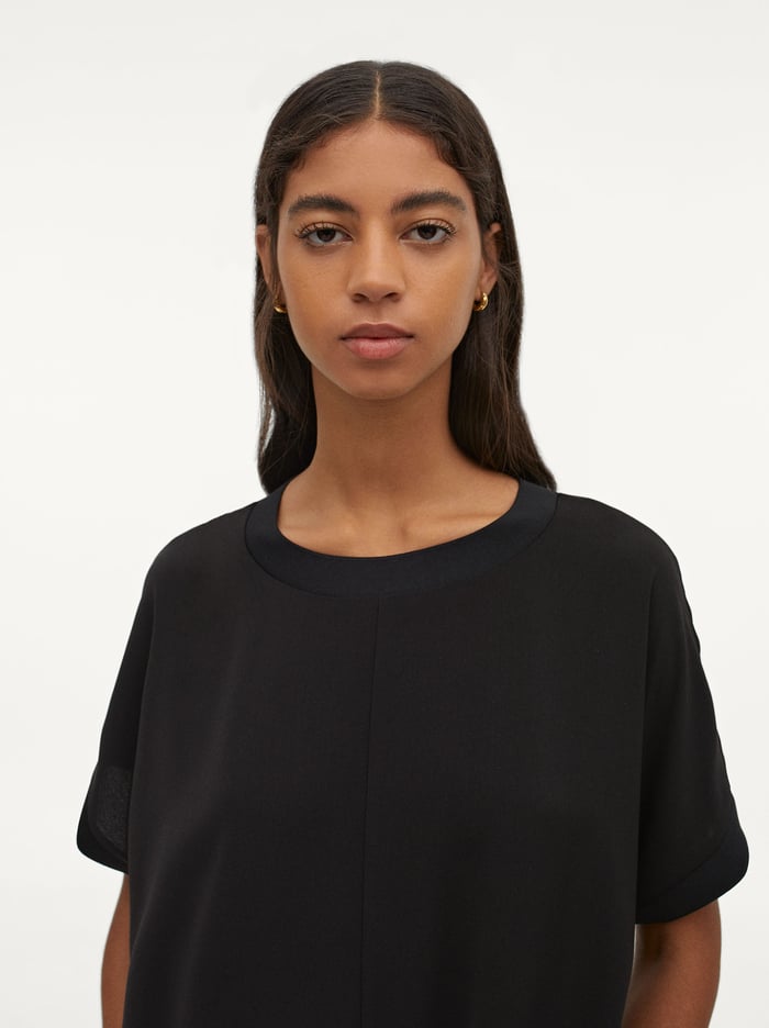 Parfois Round Neck And Kratke Sleeve Saty Damske Čierne | Slovensko-TKUG64732