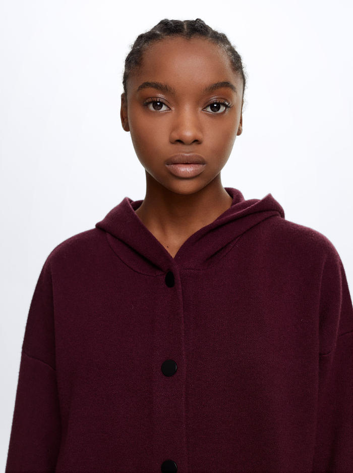 Parfois S Kapucňou Knit Pončá Damske Bordove | Slovensko-WBAG67815