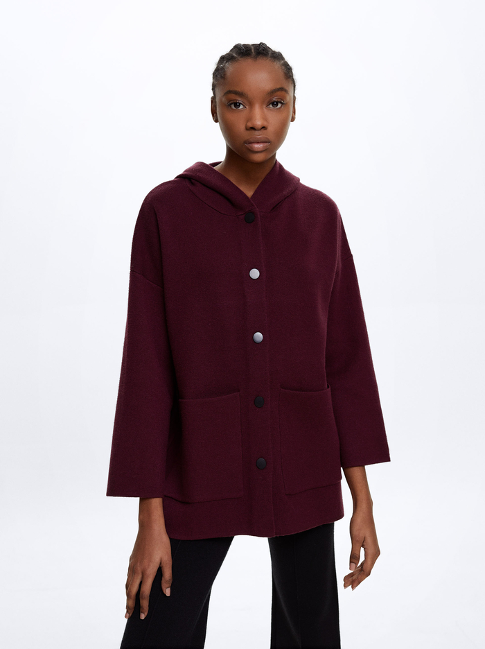 Parfois S Kapucňou Knit Pončá Damske Bordove | Slovensko-WBAG67815
