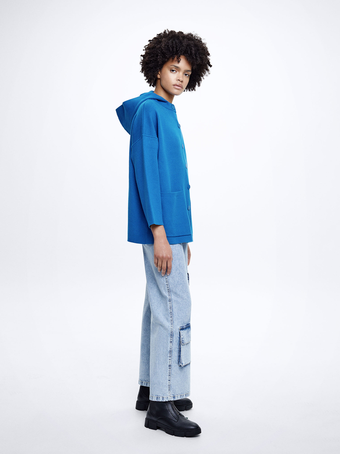 Parfois S Kapucňou Knit Pončá Damske Modre | Slovensko-YALI21534