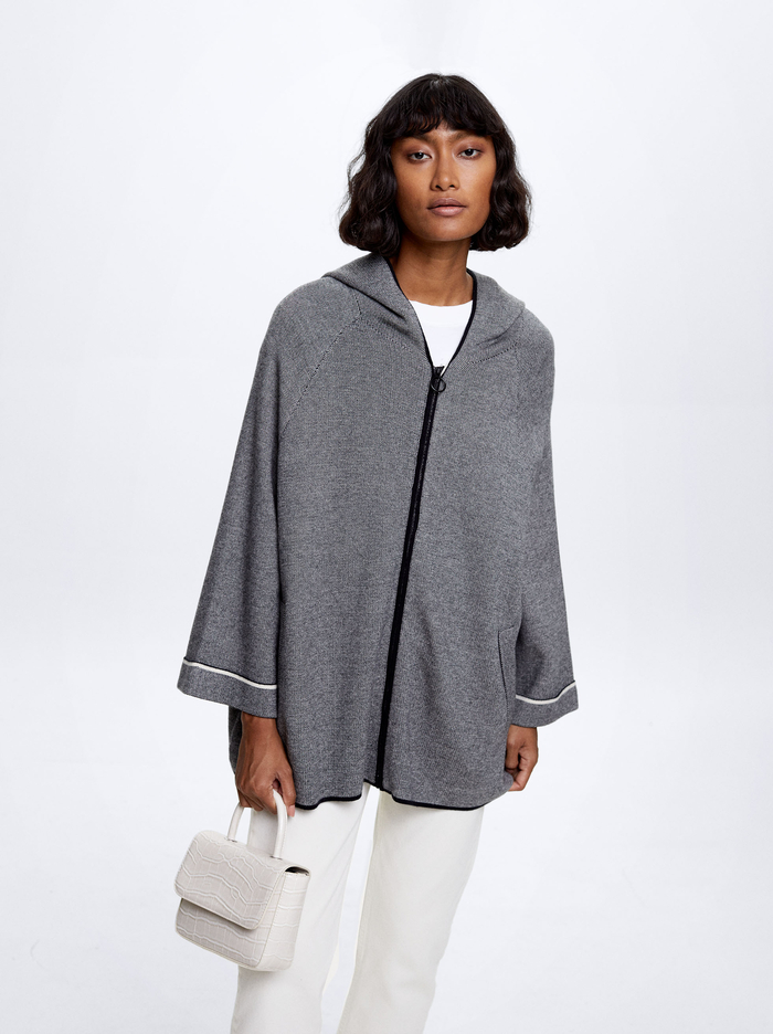Parfois S Kapucňou Knit Pončá Damske Tmavo Siva | Slovensko-BYVF63179