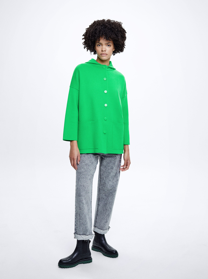 Parfois S Kapucňou Knit Pončá Damske Zelene | Slovensko-XICE62057