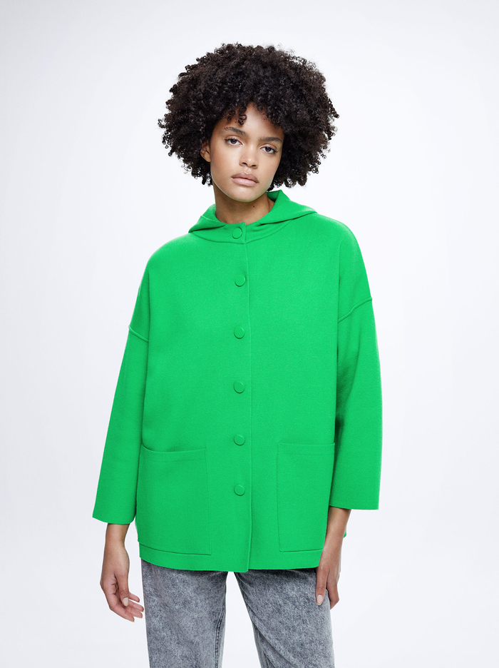 Parfois S Kapucňou Knit Pončá Damske Zelene | Slovensko-XICE62057