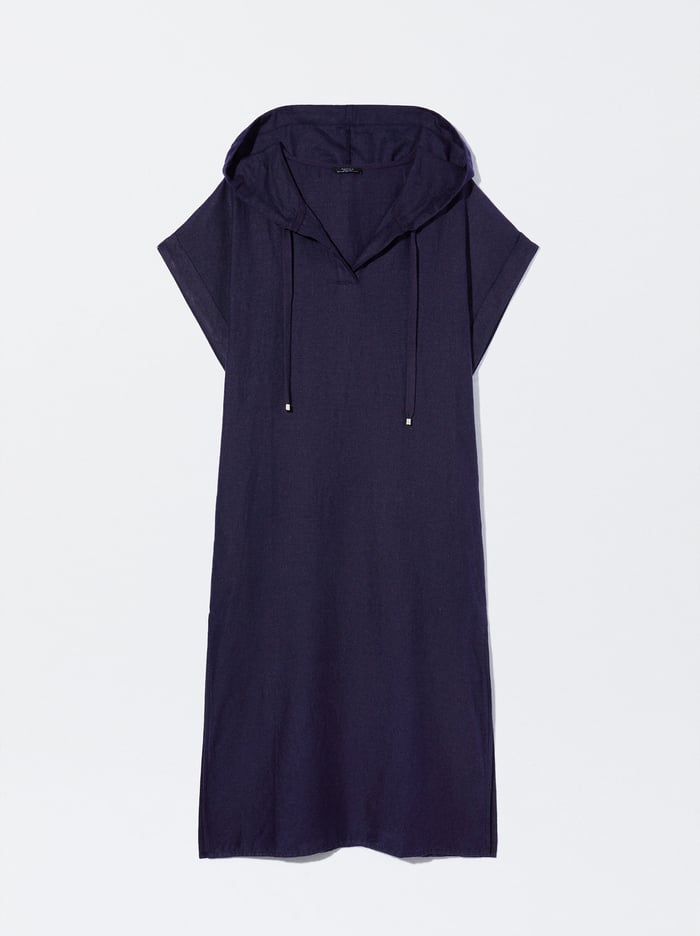 Parfois S Kapucňou Linen Saty Damske Modre | Slovensko-XGNP84517