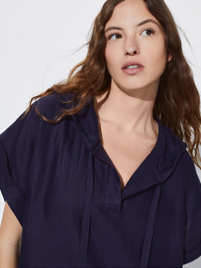 Parfois S Kapucňou Linen Saty Damske Modre | Slovensko-XGNP84517