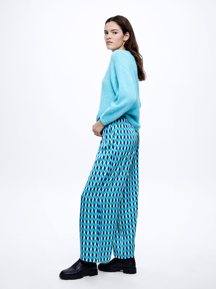 Parfois Satin Printed Nohavice Damske Modre | Slovensko-CBUP27846