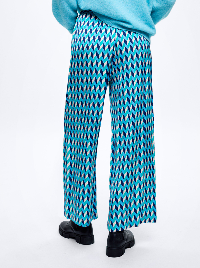Parfois Satin Printed Nohavice Damske Modre | Slovensko-CBUP27846