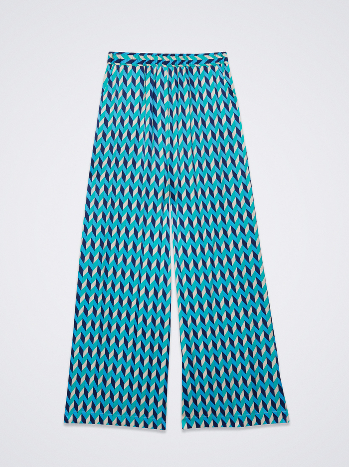 Parfois Satin Printed Nohavice Damske Modre | Slovensko-CBUP27846