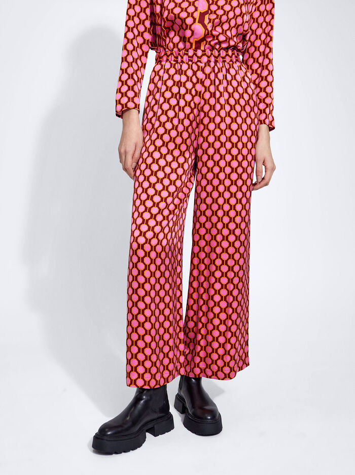 Parfois Satin Printed Nohavice Damske Ruzove | Slovensko-BMRG52740