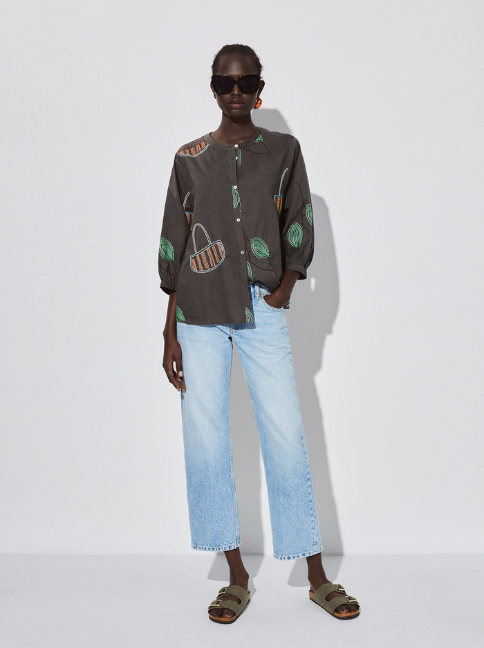 Parfois Shirt With Embroidery Kosele Damske Viacfarebný | Slovensko-DJXI57083