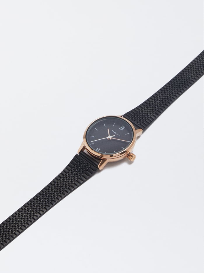Parfois Stainless Steel Metallic Mesh Remienkove Hodinky Damske Čierne | Slovensko-AWPZ98427
