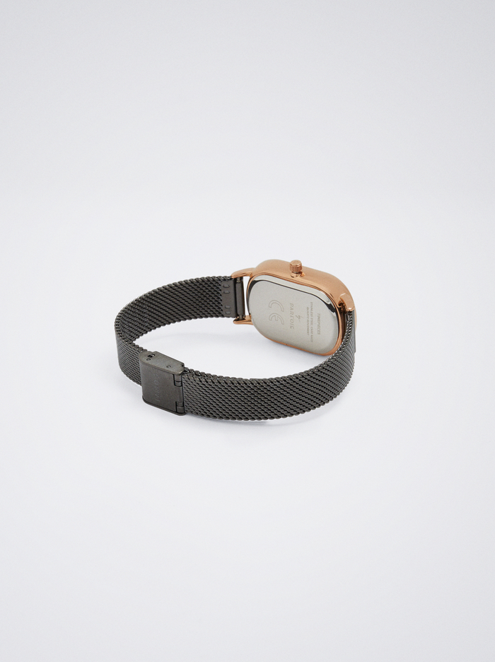 Parfois Stainless Steel Metallic Mesh Remienkove Hodinky Damske Čierne | Slovensko-BIQK03596